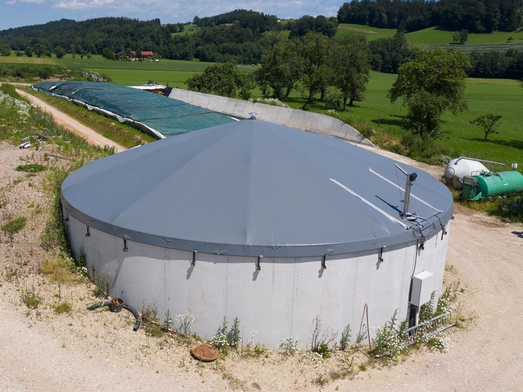 Biogas Behälterabdeckung ohne Mittelstütze