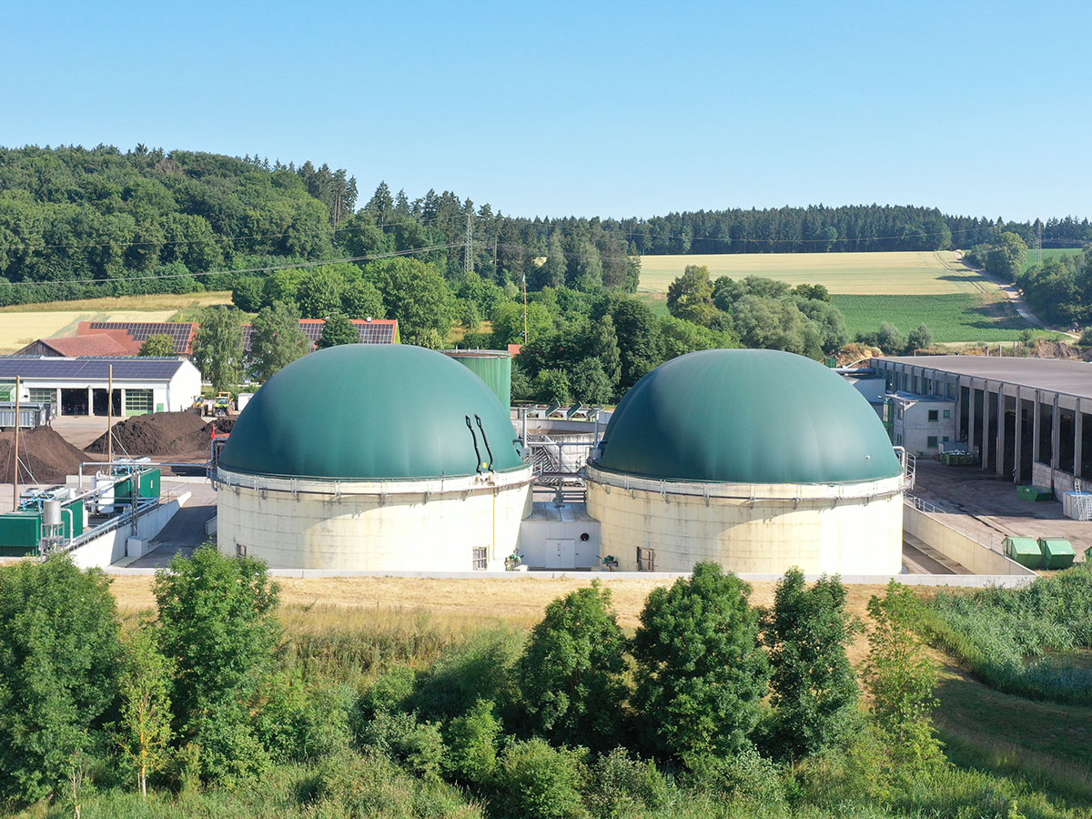 Doppelmembrangasspeicher an Biogasanlage
