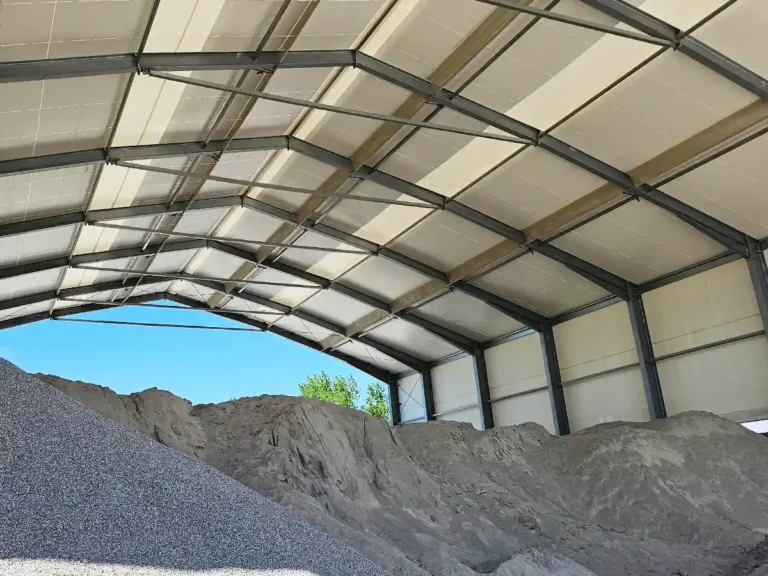 AGROTEL Profilträger-Satteldachhalle als Schüttgutüberdachung
