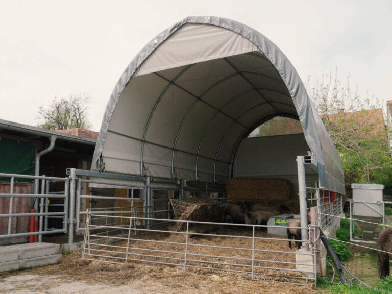 AGROTEL Rundbogenhalle am Chianinahof, als Schafstall